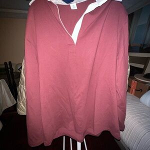 Maroon Long Sleeve Shirt with White Collar